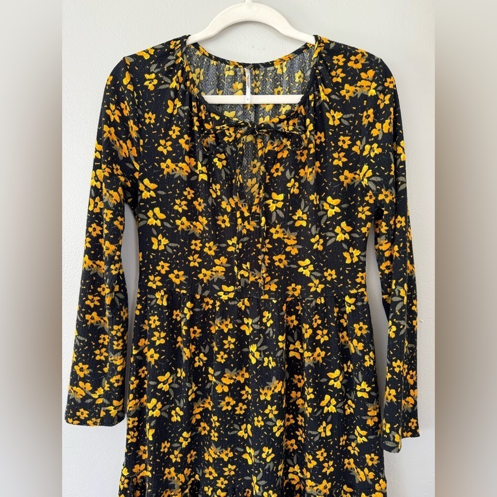 Free People Tiers of Joy Midi Dress - Black Floral - Picture 3 of 8